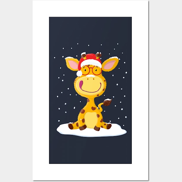 Gregor Giraffe In The Christmas Snow Wall Art by brodyquixote